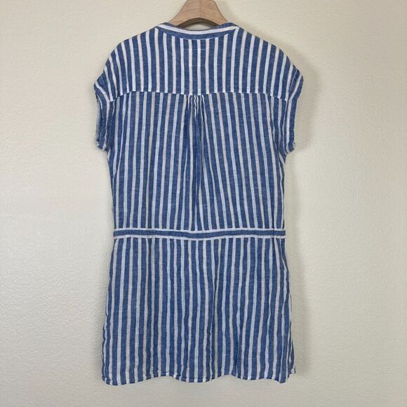 Rails Women's Size XS Blue Emma Mykonos Stripe Linen Mini Dress Cover Up Resort - Picture 17 of 17
